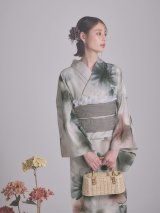送料無料！水彩ニュアンスグレーコスモス浴衣【浴衣３点セット 浴衣/帯/下駄】[OF04]【予約 / 4月下旬発送予定】