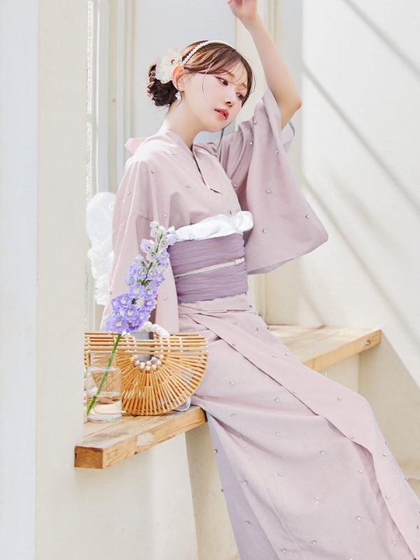 画像5: 【即日発送】セパレートアーガイルビジュー浴衣【浴衣4点セット 浴衣/帯/下駄】[YMT]