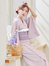 セパレートアーガイルビジュー浴衣【浴衣4点セット 浴衣/帯/下駄】OBI-lame-400-kj-5-PLV / HIMO-906-yn-PEARL / HEKO-800-sb-5-W / YA-1075-kn-BE / GETA-01-kj-7-P	/ [YMT]