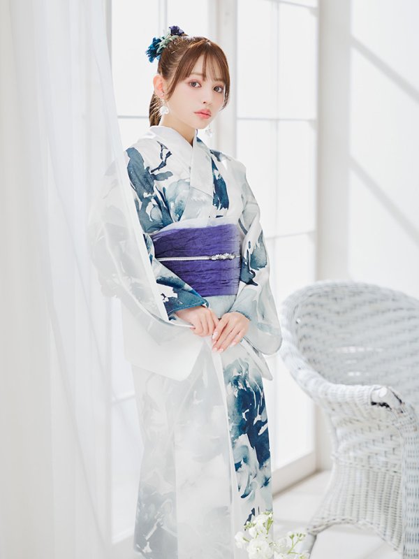 画像11: 【即日発送】セパレートグラデーションブルーグリーン浴衣【浴衣4点セット 浴衣/帯/下駄】[YMT]