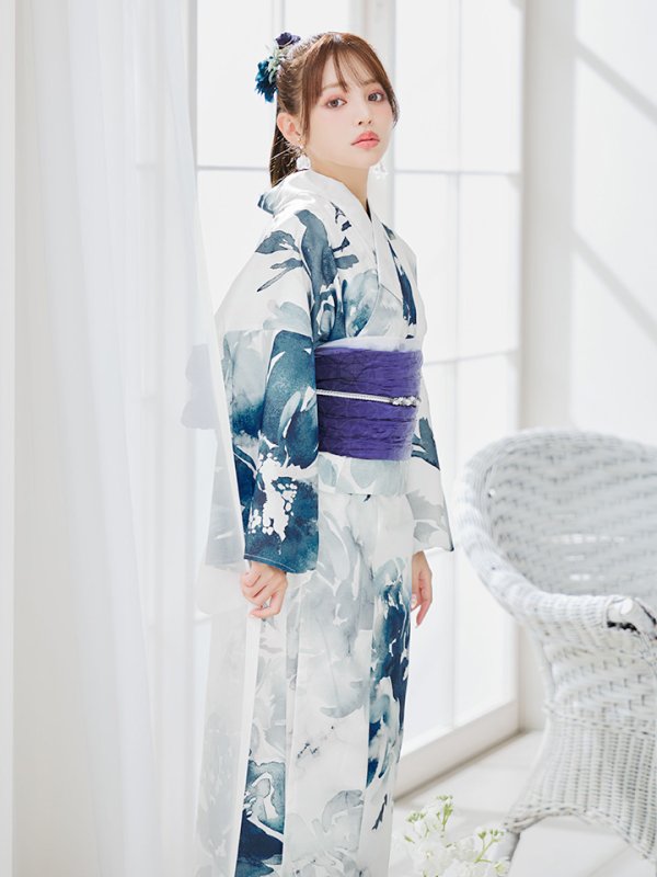 画像12: 【即日発送】セパレートグラデーションブルーグリーン浴衣【浴衣4点セット 浴衣/帯/下駄】[YMT]