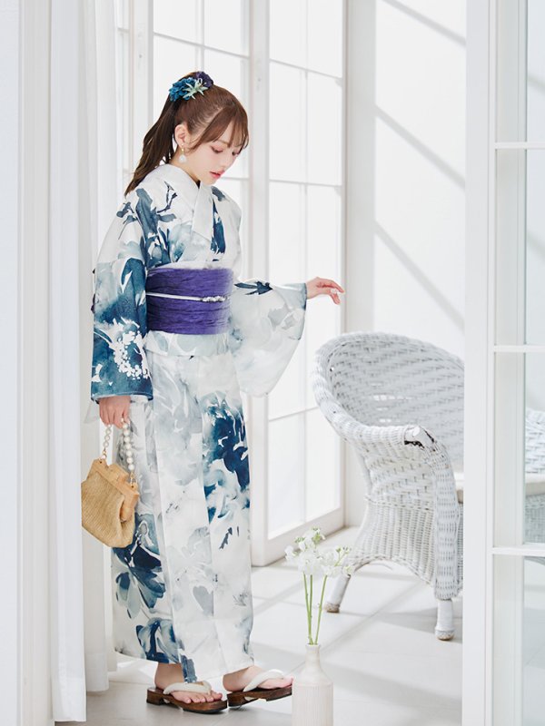 画像17: 【即日発送】セパレートグラデーションブルーグリーン浴衣【浴衣4点セット 浴衣/帯/下駄】[YMT]