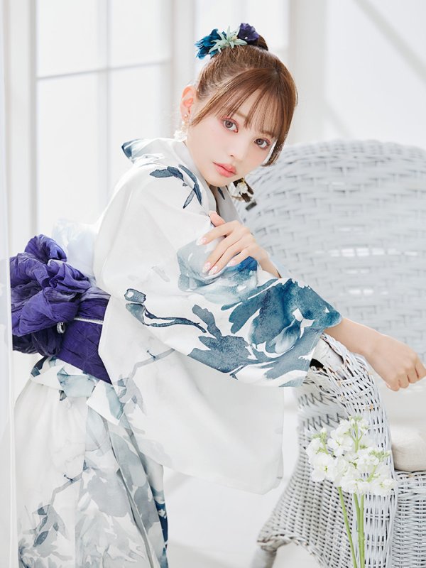 画像6: 【即日発送】セパレートグラデーションブルーグリーン浴衣【浴衣4点セット 浴衣/帯/下駄】[YMT]