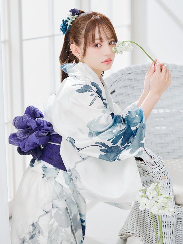 画像8: 【即日発送】セパレートグラデーションブルーグリーン浴衣【浴衣4点セット 浴衣/帯/下駄】[YMT]