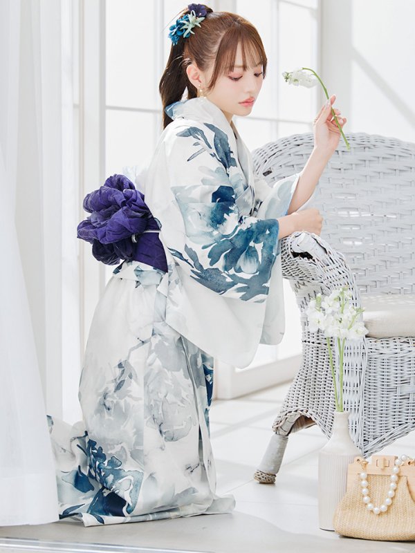 画像9: 【即日発送】セパレートグラデーションブルーグリーン浴衣【浴衣4点セット 浴衣/帯/下駄】[YMT]