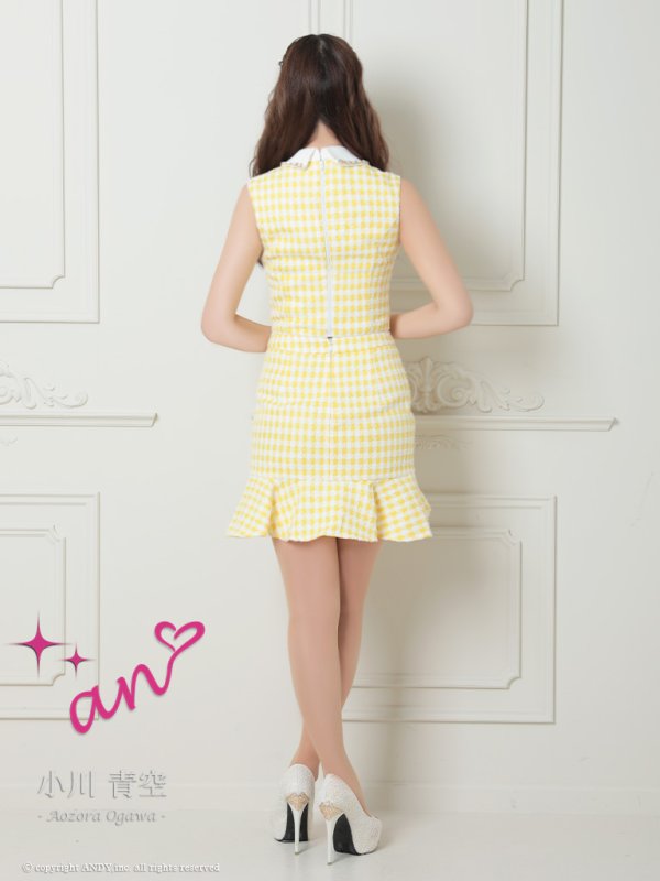 画像22: XSサイズあり【an/アン】ツイード/ ギンガムチェック/ マーメイド/ チェーンパイピング/ パールボタン/ セットアップ/ ツーピース/ ミニドレス/ キャバドレス[OF05]