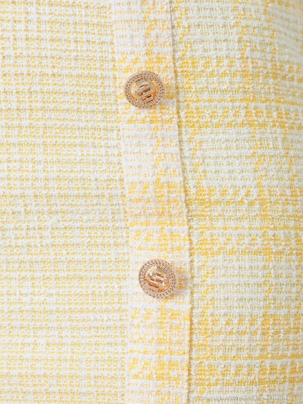 画像7: 【an/アン】ツイード/ チェック/ パフスリーブ/ 半袖/ 袖あり/ ゴールドバックル/ チェーンモチーフ/ ボタン/ タイト/ ミニドレス/ キャバドレス[OF05]