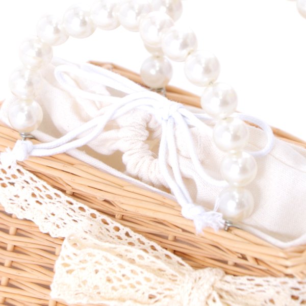 画像5: パールレースリボン台形型カゴバッグ[YMT]