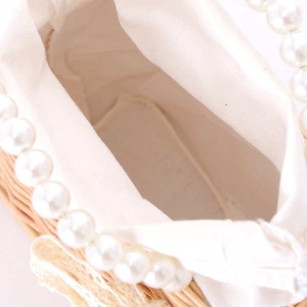 画像8: パールレースリボン台形型カゴバッグ[YMT]