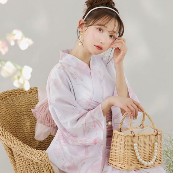 画像7: パール付きラタン編み台形カゴバッグ[HC02]