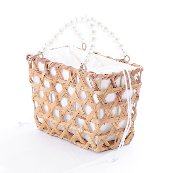 画像3: パールハンドル八つ編み台形カゴバッグ[YMT]