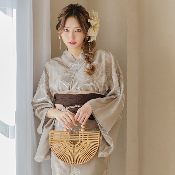 画像7: 木製ハンドル付き竹編み半円カゴバッグ[HC02]