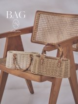 ショルダー紐付き2wayバンブーハンドルナチュラルかごバッグ【2カラー】[OF01]