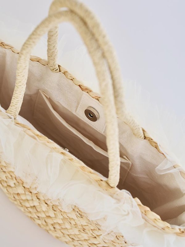 画像8: フリルチュールカゴバッグ【2カラー】[OF01]