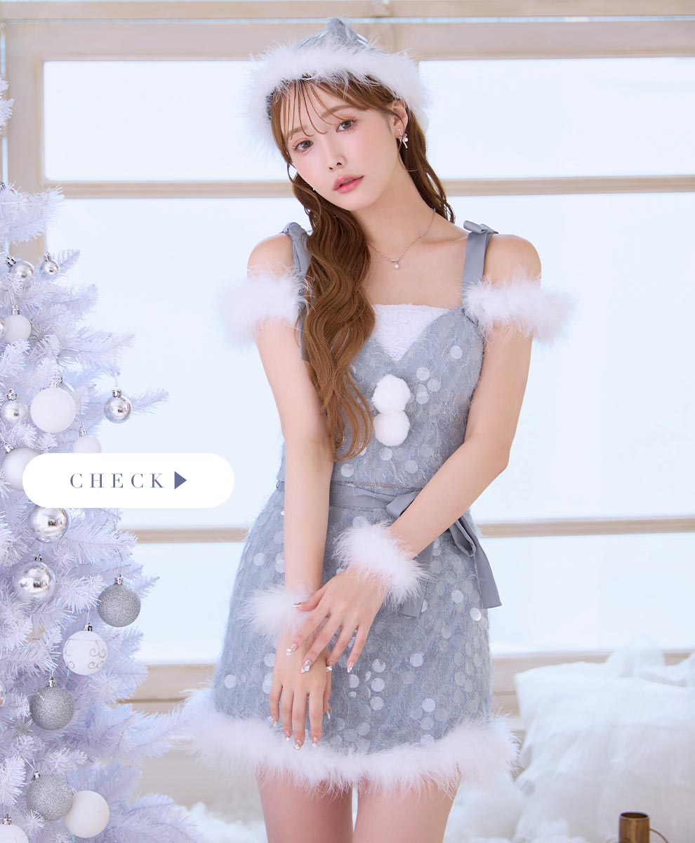 ラメニットリボンセットアップサンタコスプレ1