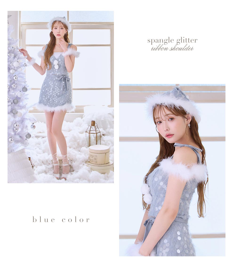 ラメニットリボンセットアップサンタコスプレ2