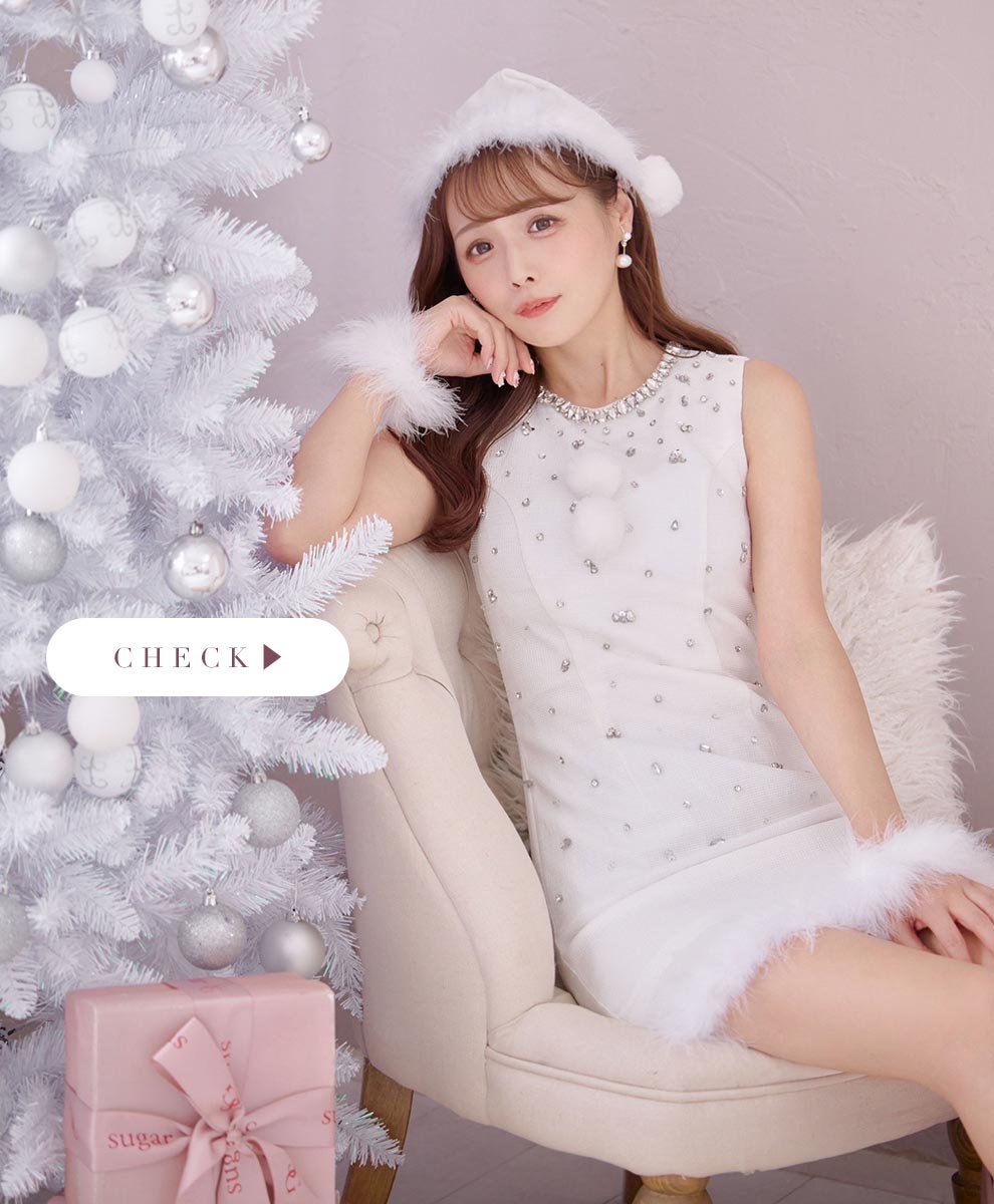 ストーンビジューノースリーブタイトサンタコスプレ1