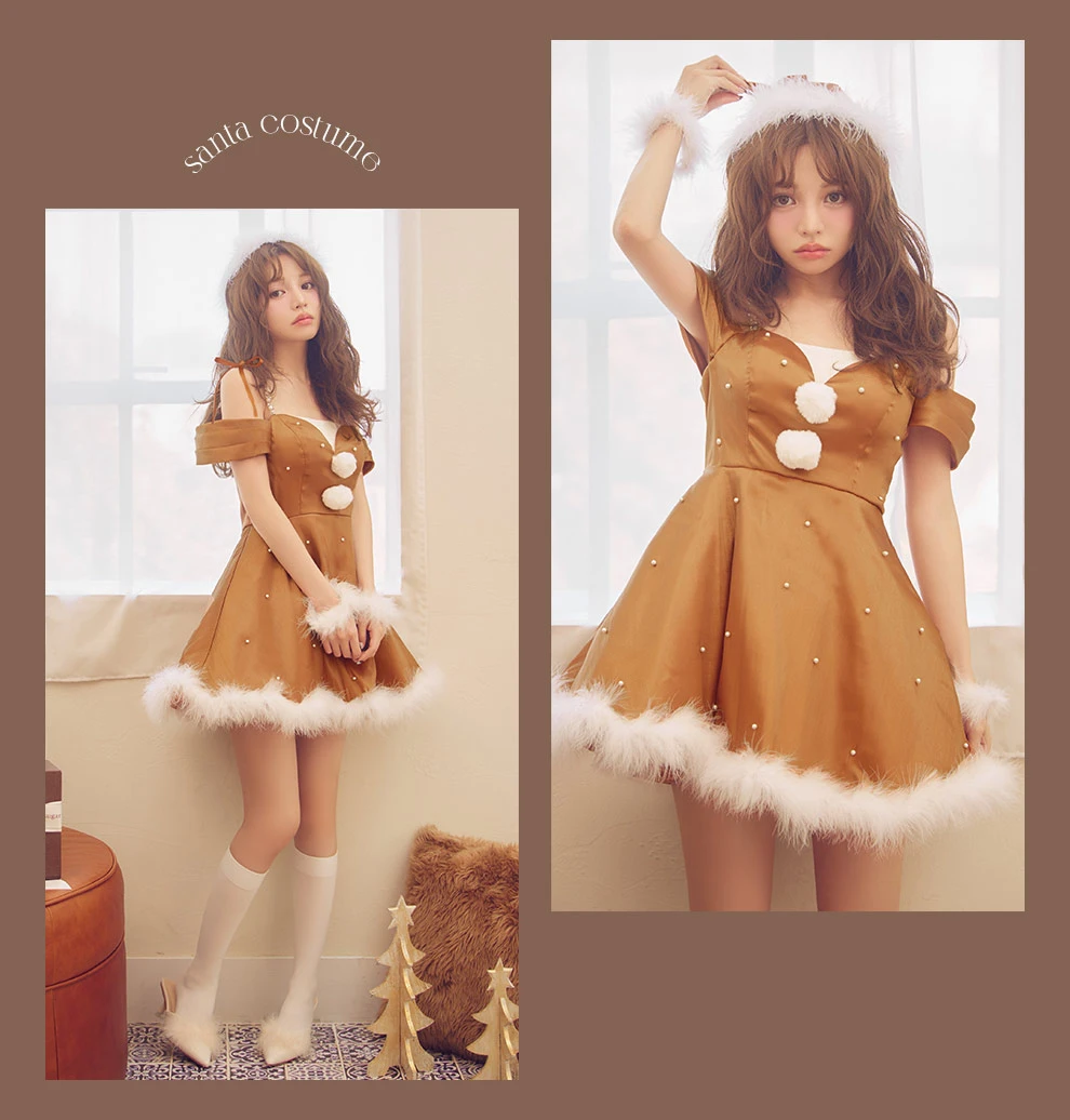 オーガンジーオフショルサンタコスプレ1