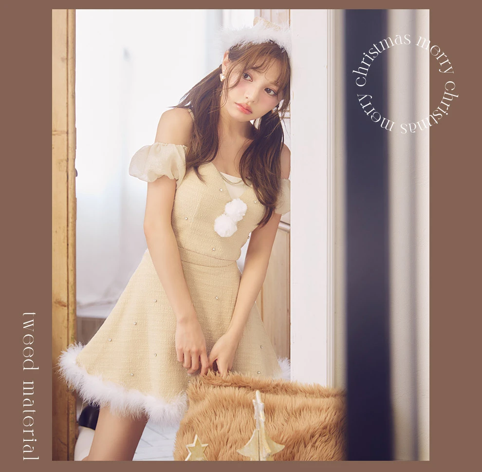 パフスリーブセットアップサンタコスプレ1