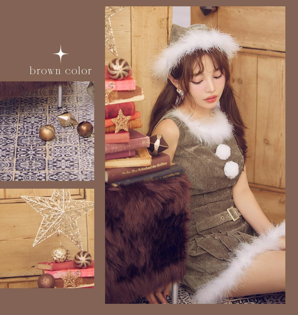 ベルト付きファーサンタコスプレ1