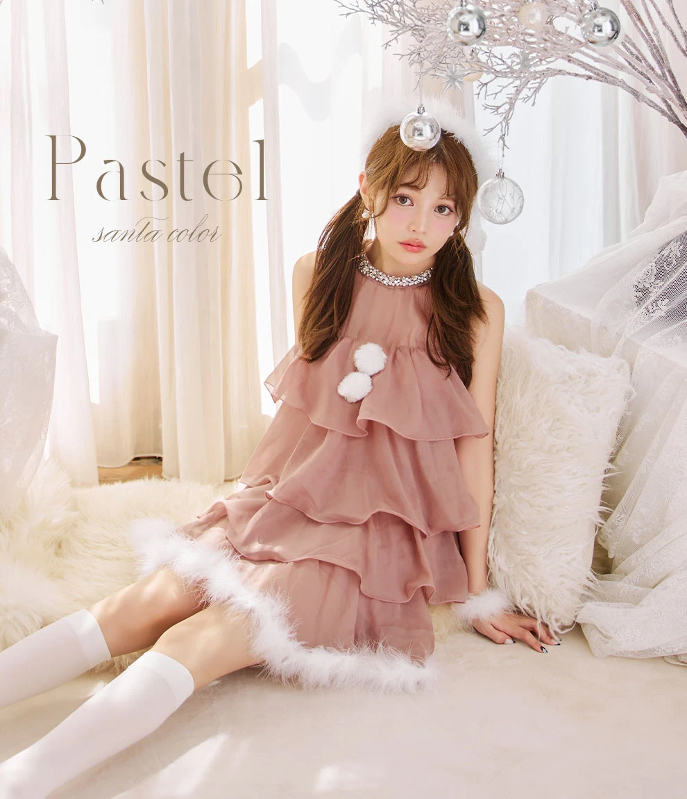 アメスリフリルホルターネックサンタコスプレ1