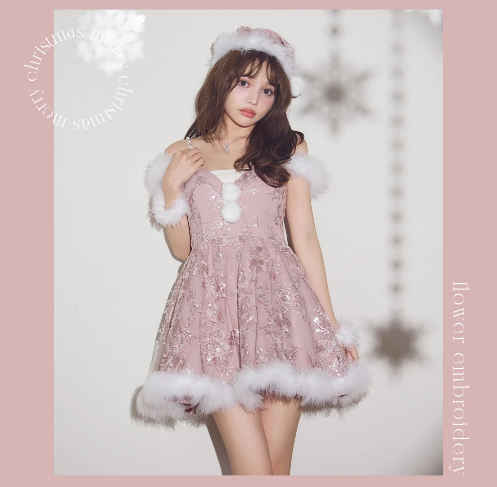 レースファーオフショルサンタコスプレ1