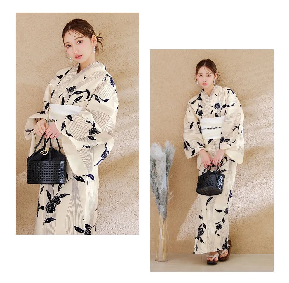流線黒花柄浴衣4