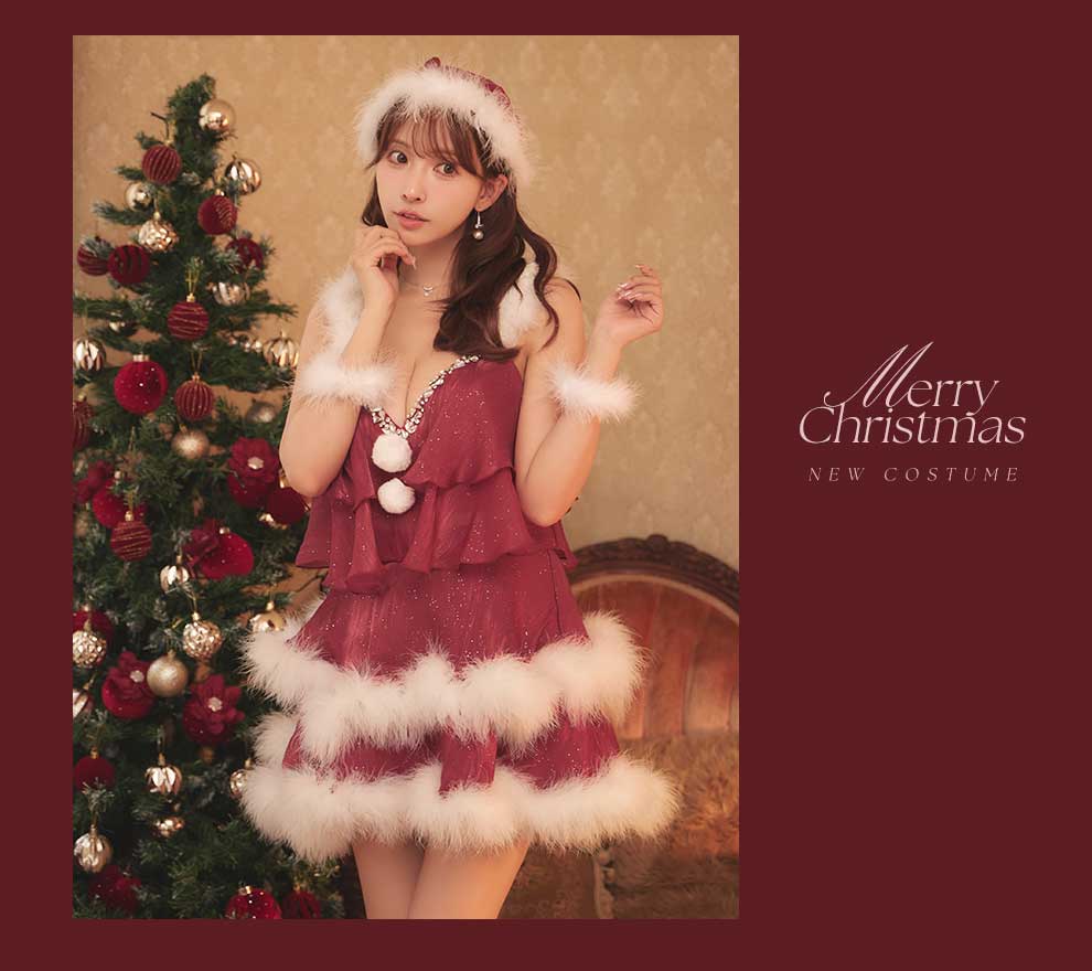 三上悠亜ちゃん着用 ビジューフリルラメサンタ3