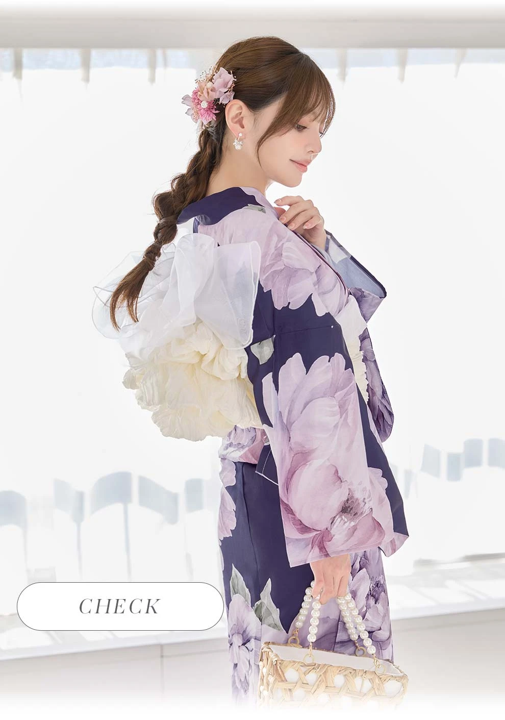 ちぃぽぽ(吉木千沙都)ちゃん着用 ネイビーピオニー浴衣1