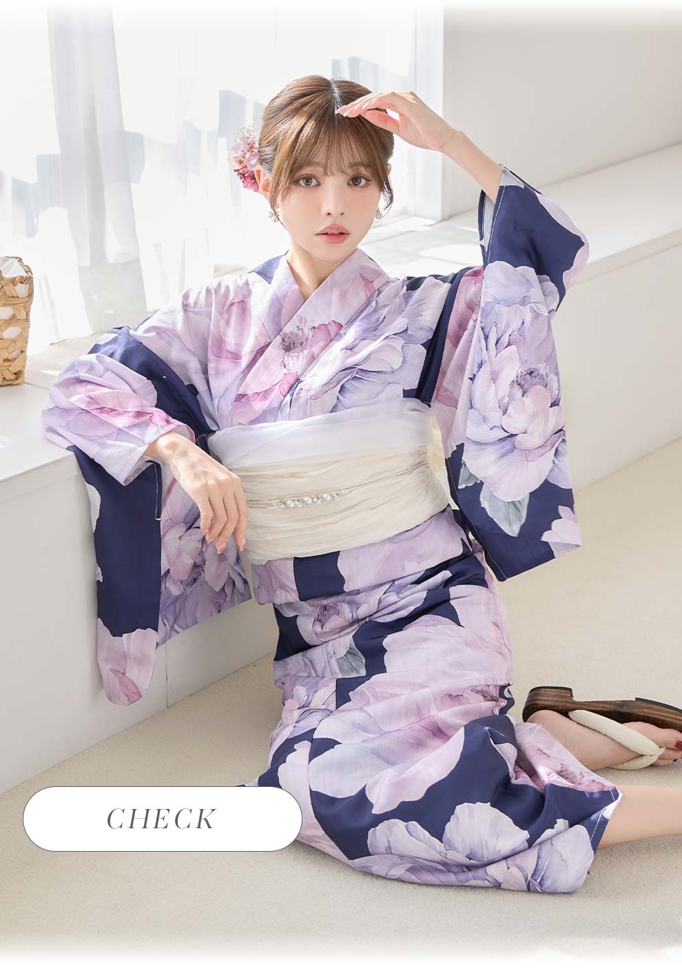 ちぃぽぽ(吉木千沙都)ちゃん着用 ネイビーピオニー浴衣2