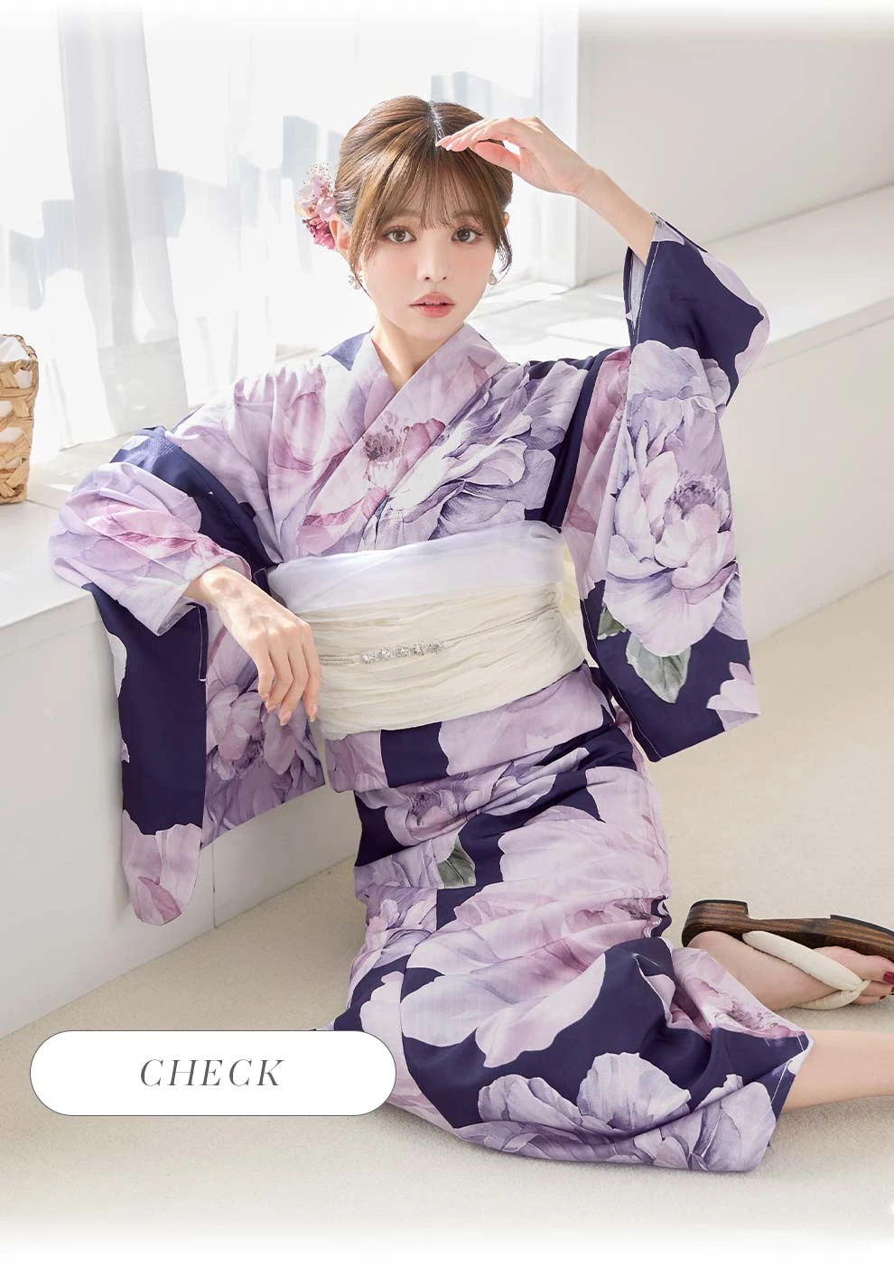 ちぃぽぽ(吉木千沙都)ちゃん着用 ネイビーピオニー浴衣2