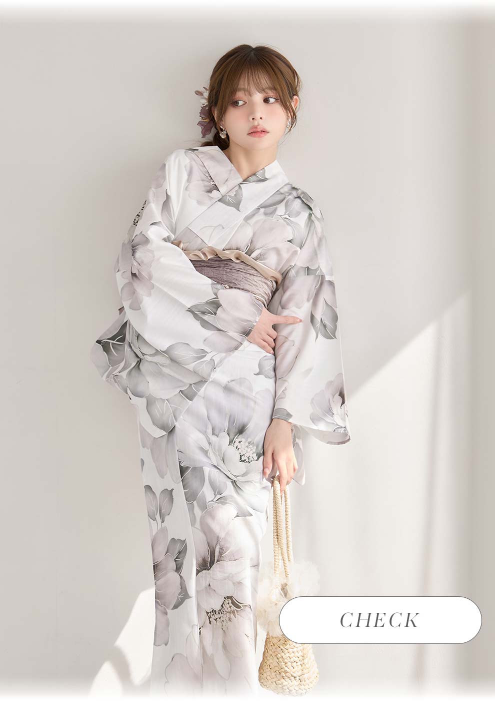 ちぃぽぽ(吉木千沙都)ちゃん着用 グレージュニュアンスピオニー浴衣2