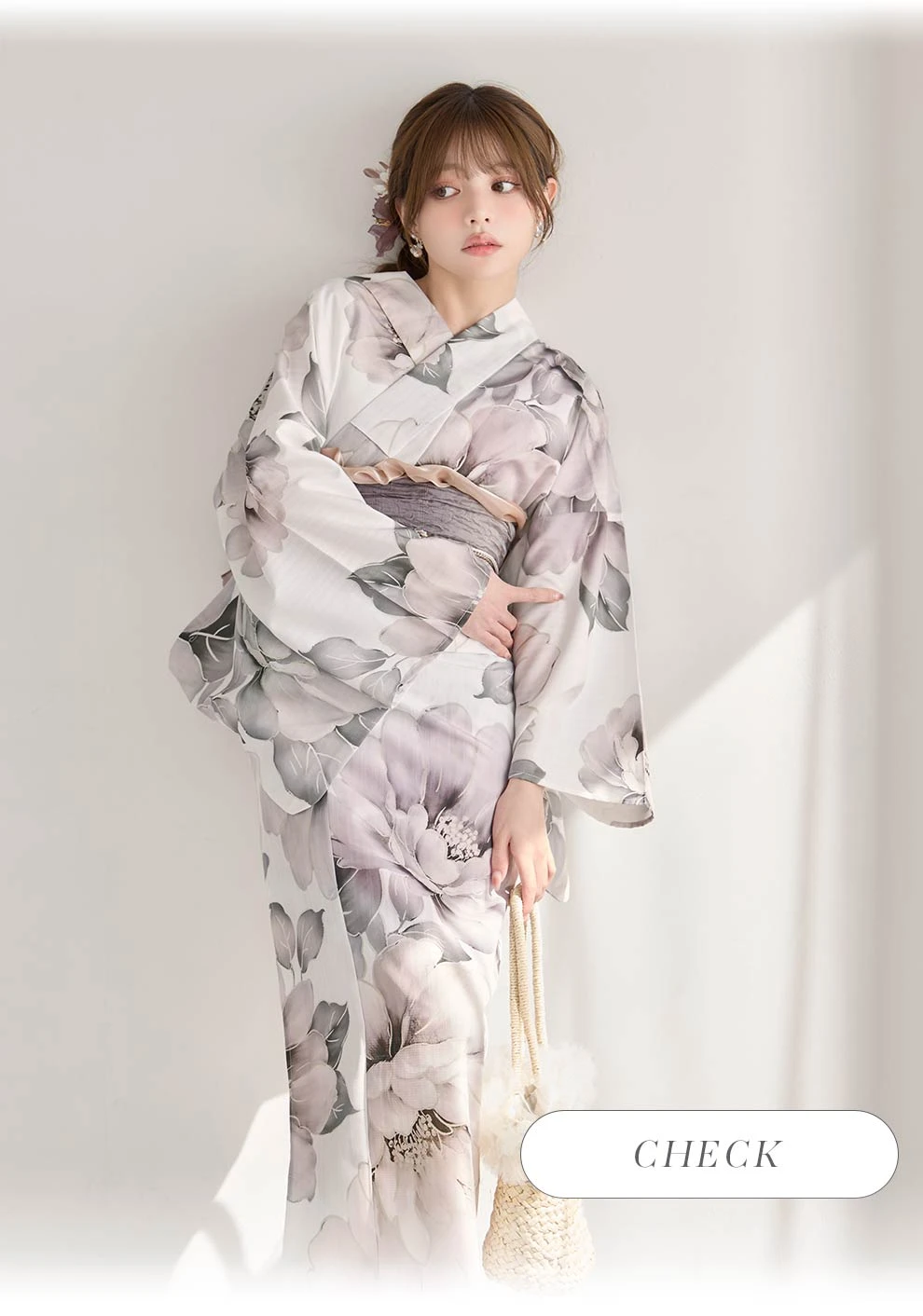 ちぃぽぽ(吉木千沙都)ちゃん着用 グレージュニュアンスピオニー浴衣2