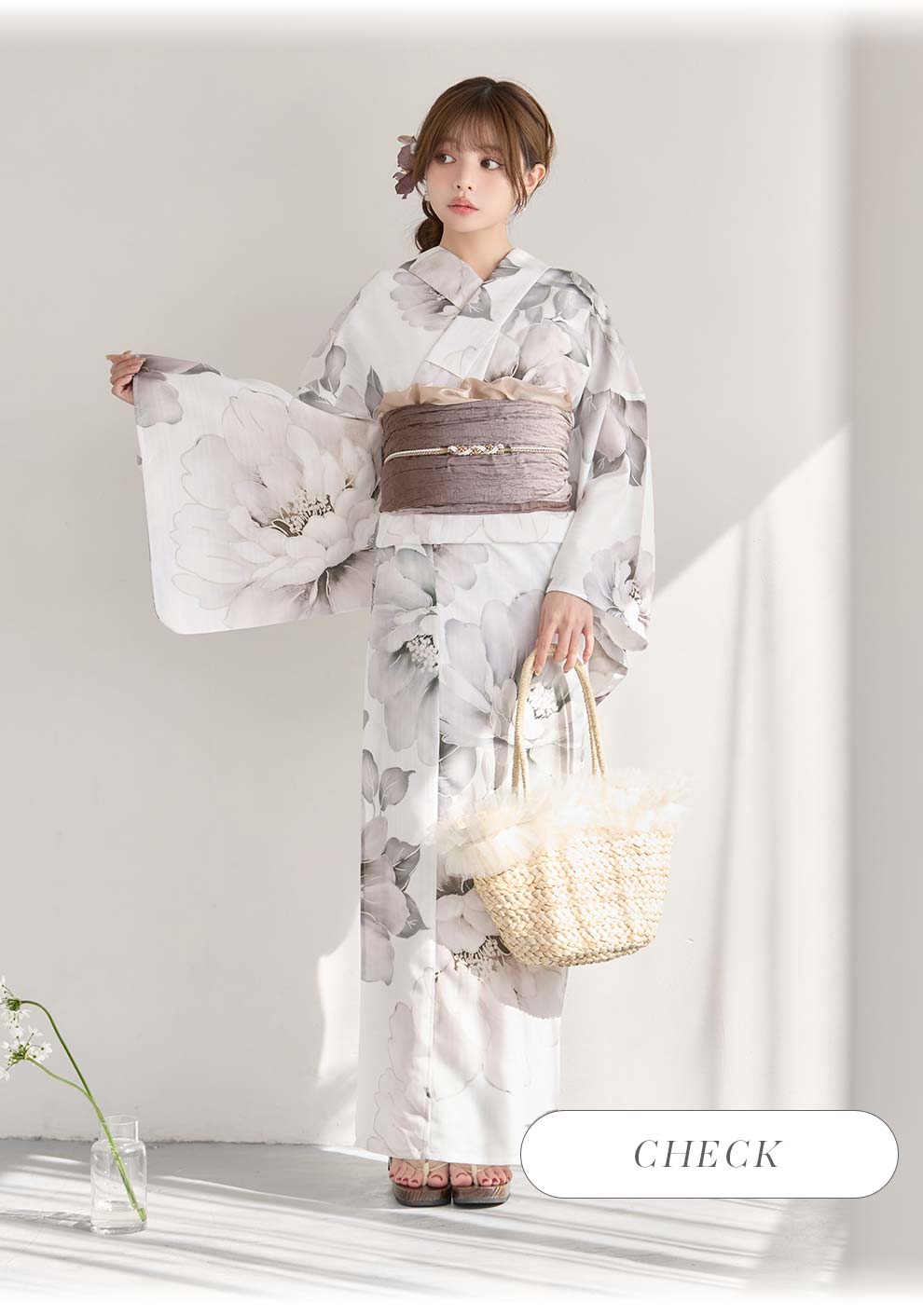 ちぃぽぽ(吉木千沙都)ちゃん着用 グレージュニュアンスピオニー浴衣3