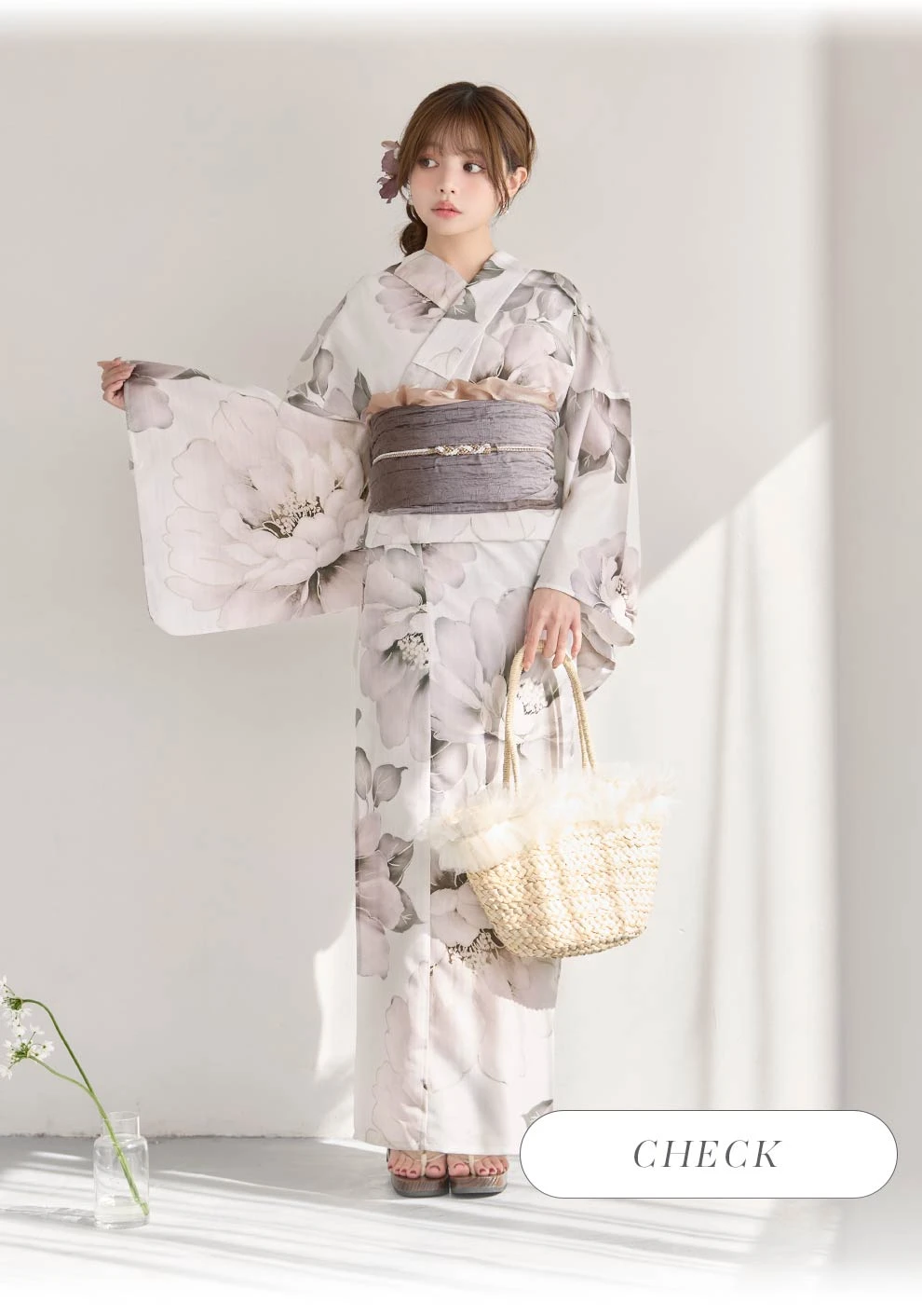 ちぃぽぽ(吉木千沙都)ちゃん着用 グレージュニュアンスピオニー浴衣3