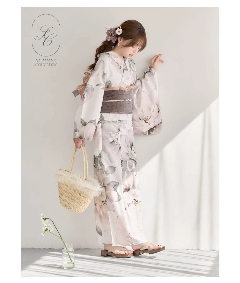 ちぃぽぽ(吉木千沙都)ちゃん着用 グレージュニュアンスピオニー浴衣4