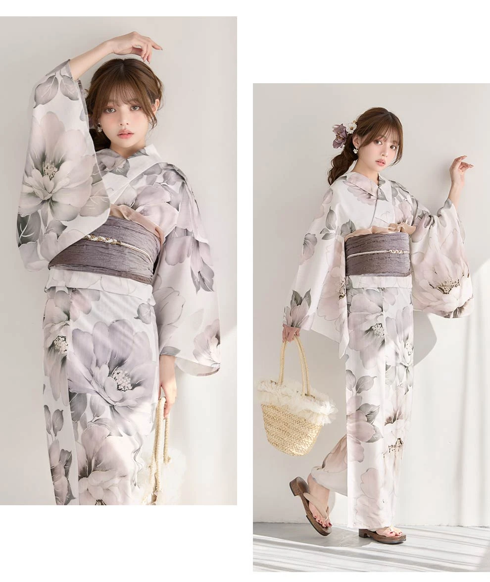 ちぃぽぽ(吉木千沙都)ちゃん着用 グレージュニュアンスピオニー浴衣5