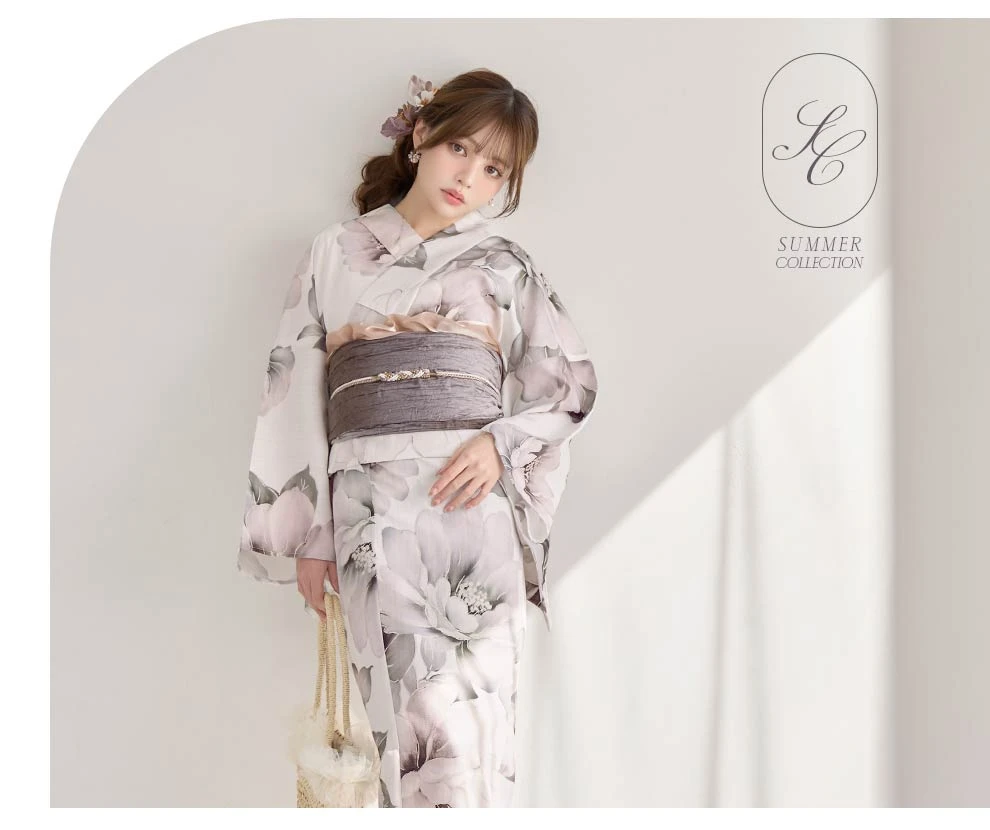 ちぃぽぽ(吉木千沙都)ちゃん着用 グレージュニュアンスピオニー浴衣6