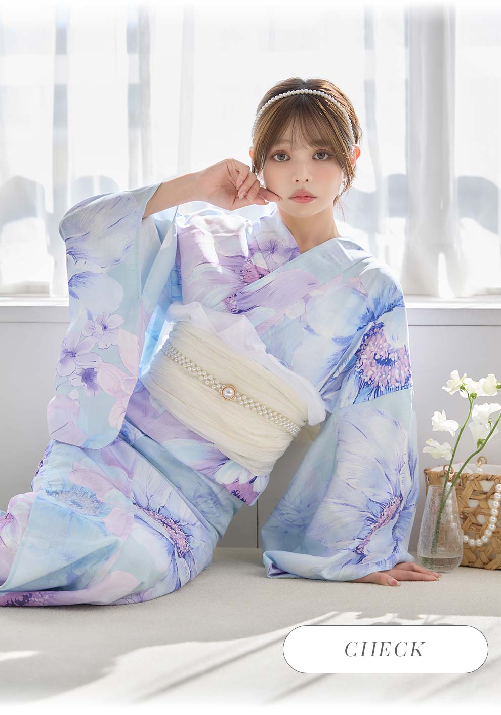 ちぃぽぽ(吉木千沙都)ちゃん着用 ニュアンスフラワーミント牡丹浴衣1