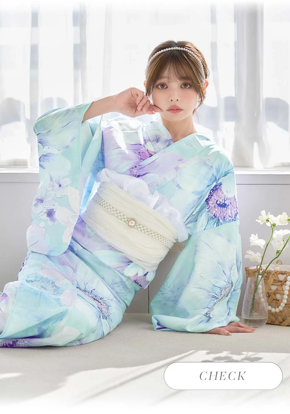 ちぃぽぽ(吉木千沙都)ちゃん着用 ニュアンスフラワーミント牡丹浴衣1