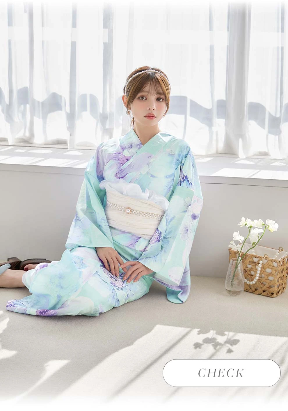 ちぃぽぽ(吉木千沙都)ちゃん着用 ニュアンスフラワーミント牡丹浴衣3