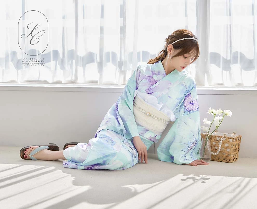 ちぃぽぽ(吉木千沙都)ちゃん着用 ニュアンスフラワーミント牡丹浴衣6