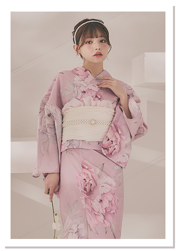 ちぃぽぽ(吉木千沙都)ちゃん着用 大人スウィート/ピンク地に大柄牡丹浴衣をチェック