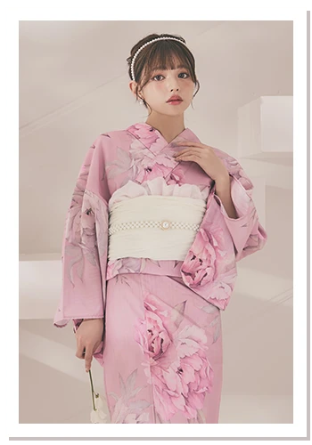 ちぃぽぽ(吉木千沙都)ちゃん着用 大人スウィート/ピンク地に大柄牡丹浴衣をチェック