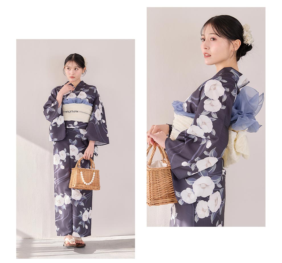 吉井美優さん着用 ネイビーx白椿浴衣3