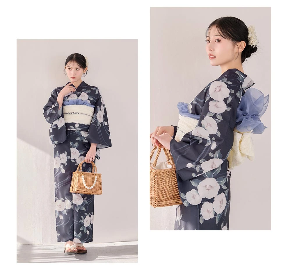 吉井美優さん着用 ネイビー×白椿浴衣3