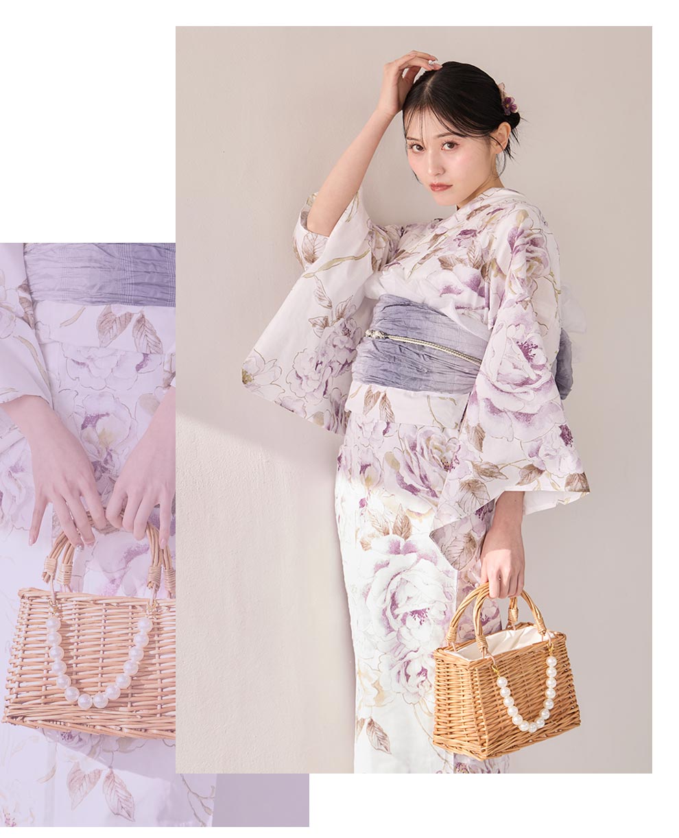 吉井美優さん着用 藤霞のアンティークローズ浴衣2