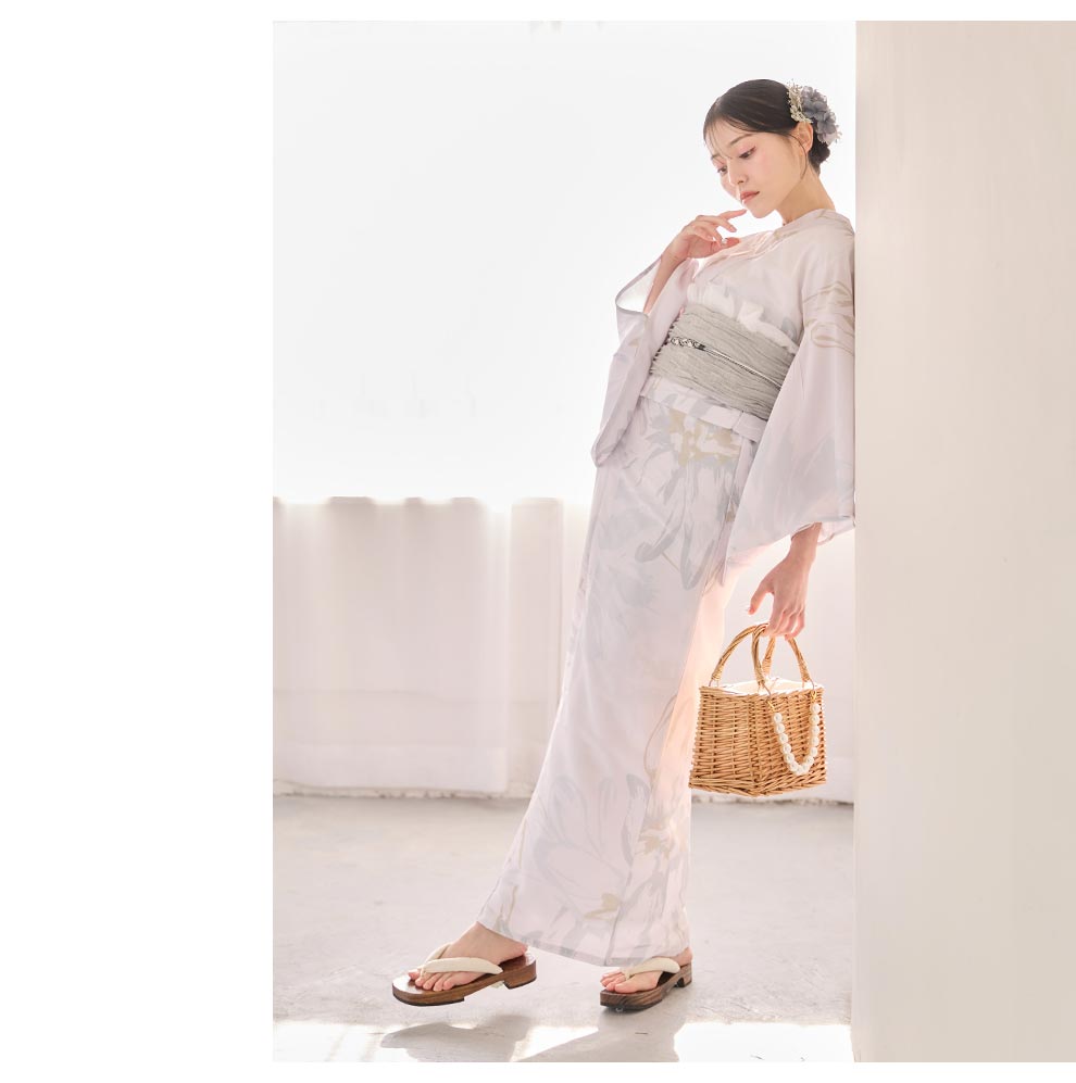 吉井美優さん着用 ニュアンスフラワーホワイト浴衣3