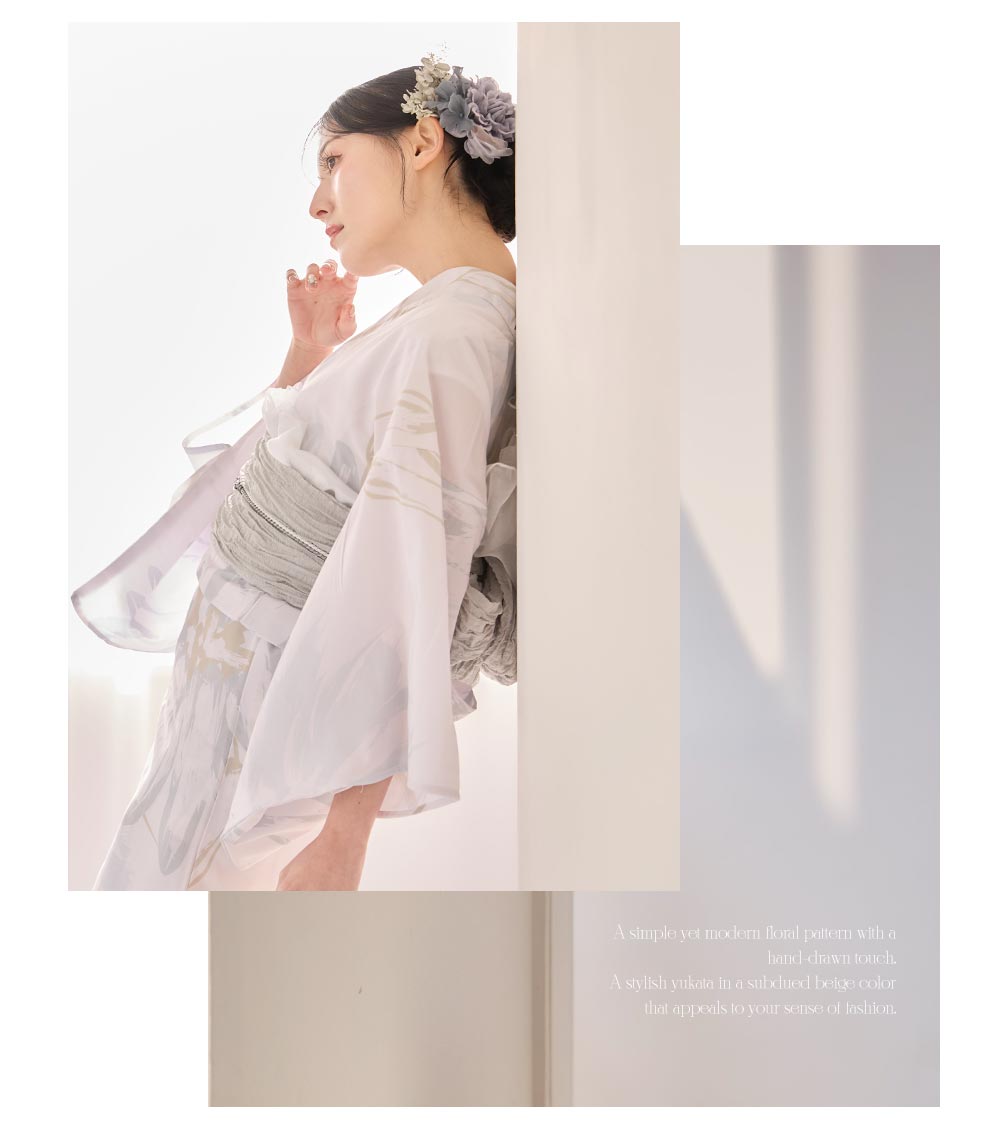 吉井美優さん着用 ニュアンスフラワーホワイト浴衣4