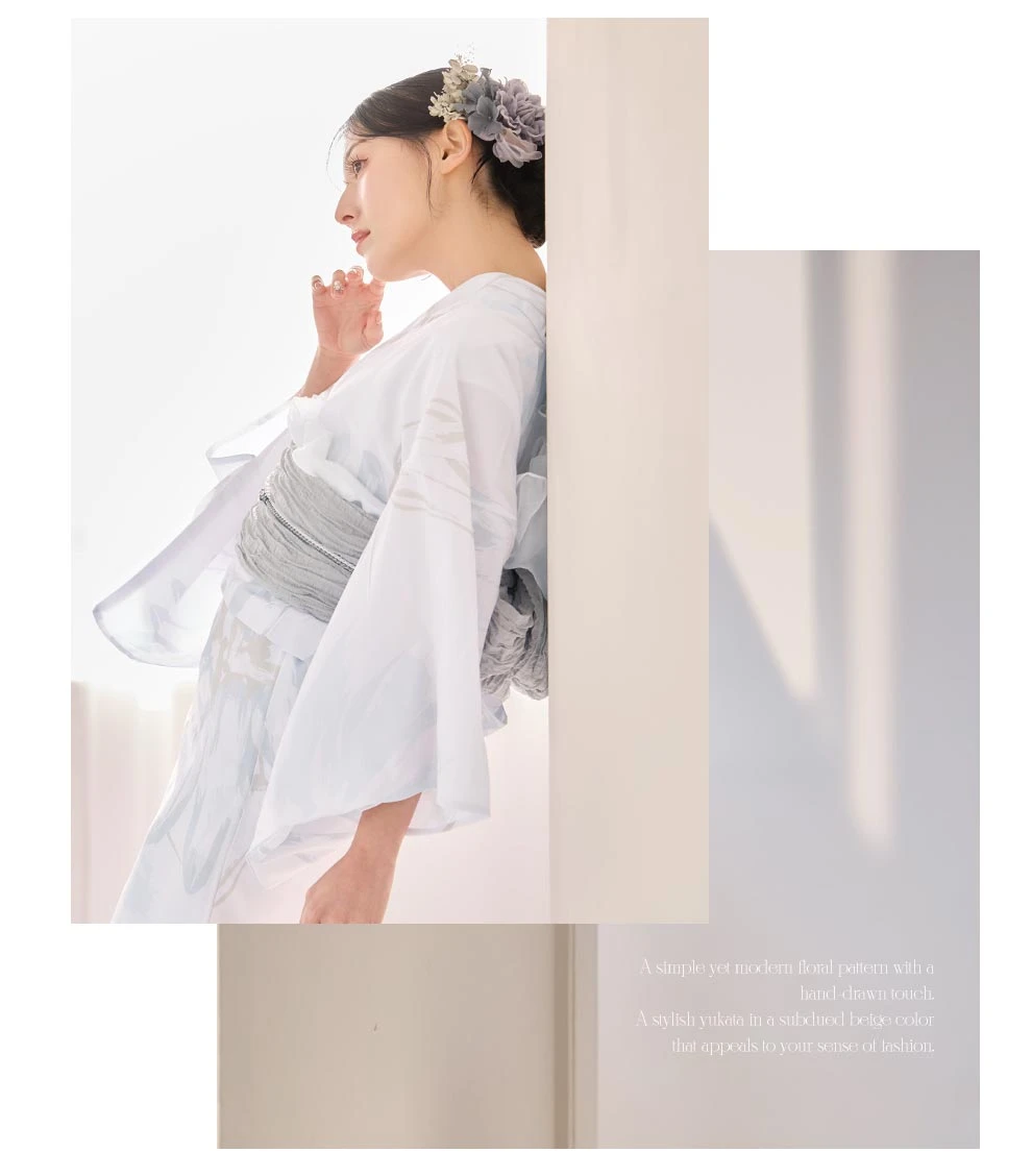 吉井美優さん着用 ニュアンスフラワーホワイト浴衣4